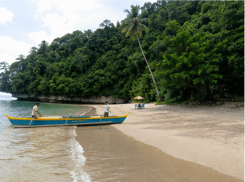 Marabut — beach with outrigger boat