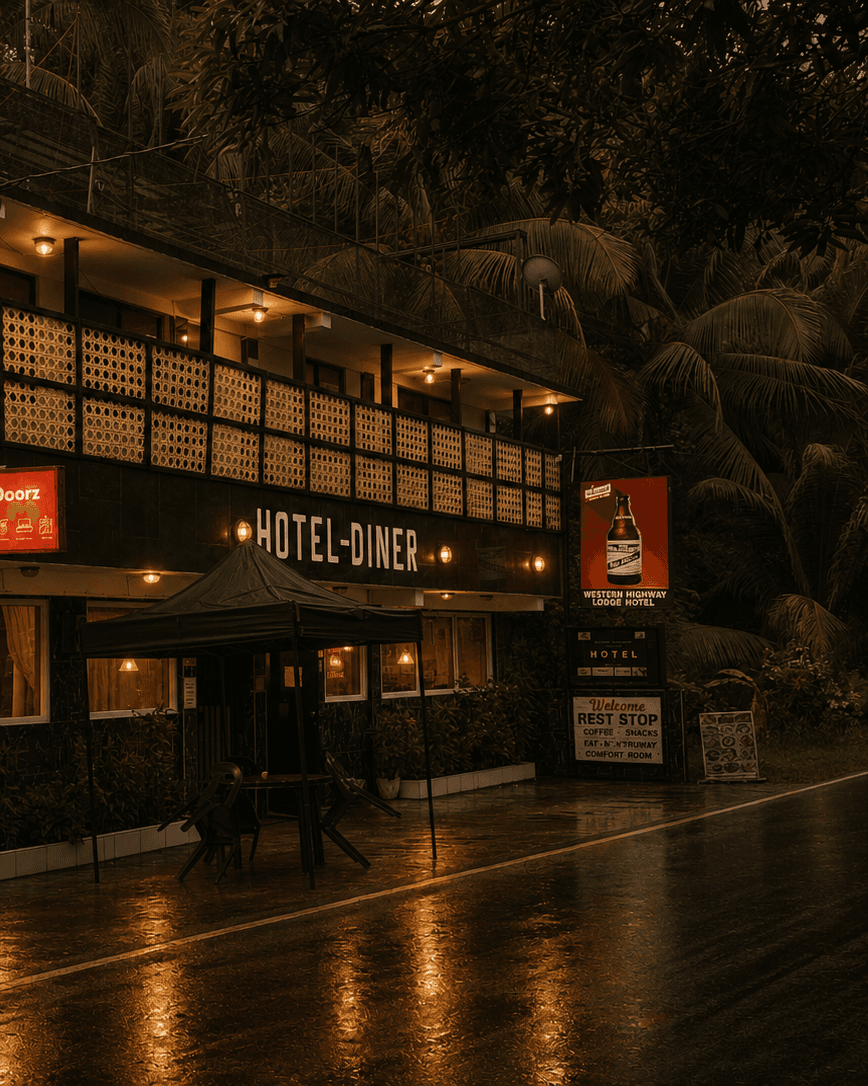 Western Highway Lodge at night — Marabut, Samar